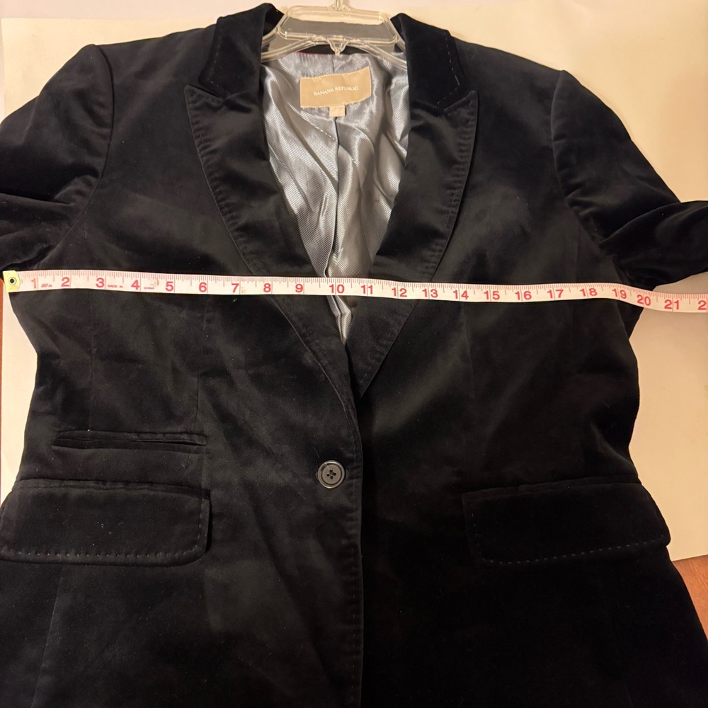 Banana Republic Crushed Velvet Black Blazer Tailored Fit Professional - Picture 6 of 10